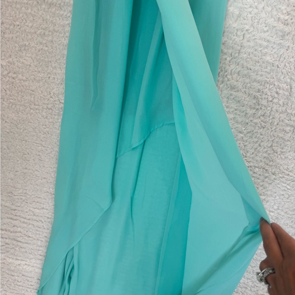 Kendall Elegant Aqua Sleeveless Maxi Dress split front wedding beach bridesmaid - Picture 7 of 10